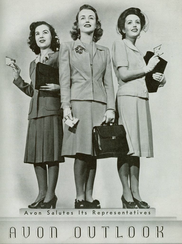 Black and White photo of 3 Avon Representatives
