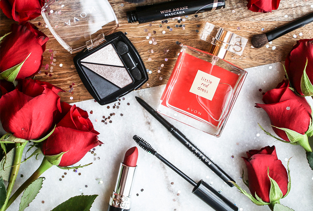 avon makeup and Little Red Dress fragrance